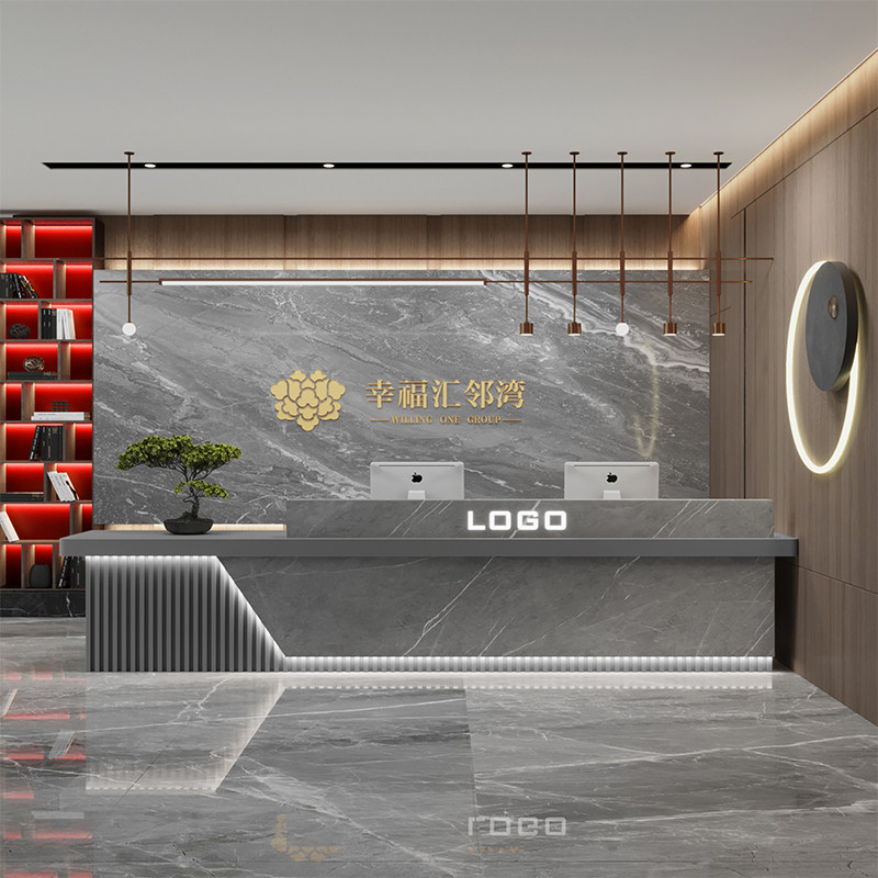 Home Office Industrial Design - Industrial Modern Reception Desks Beauty Shelves