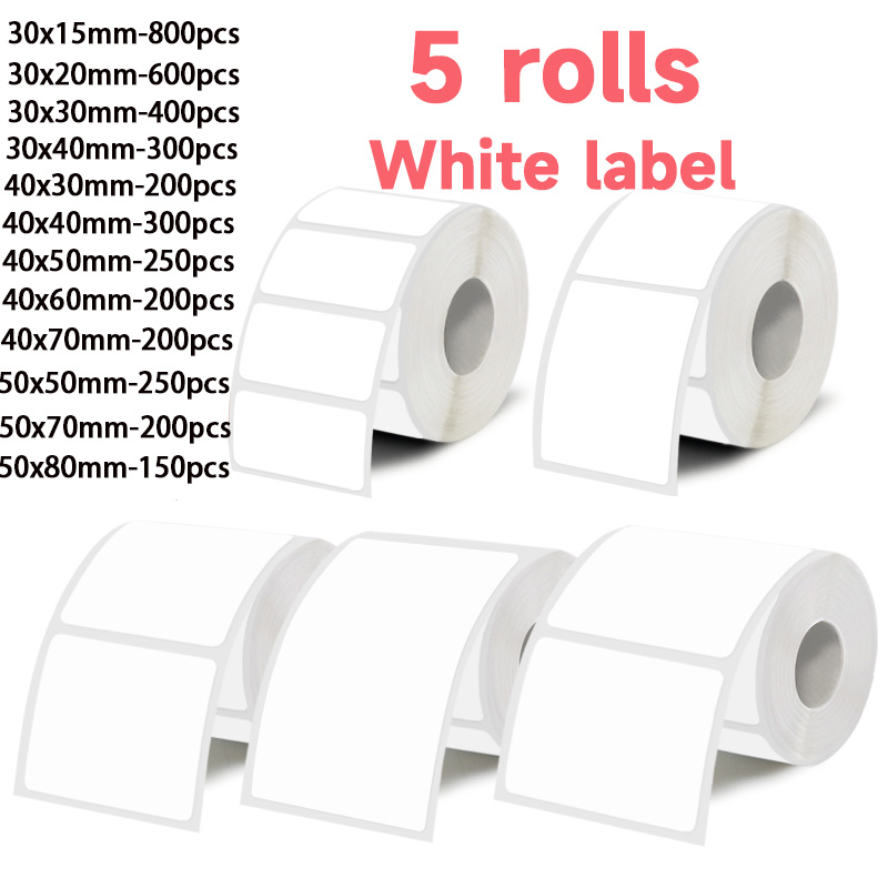 5 Rolls of White Label Sticker - Label Maker Machine recension och pris