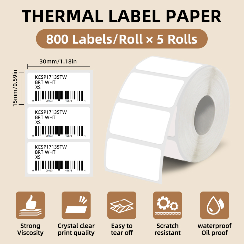 5 Rolls of White Label Sticker - Label Maker Machine recension och pris