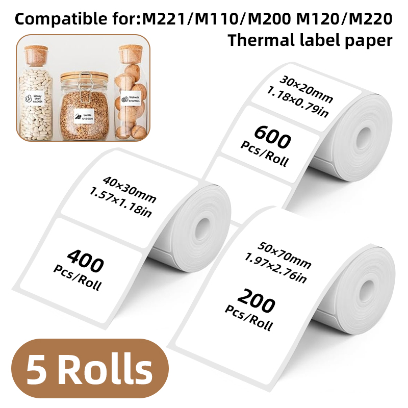 5 Rolls of White Label Sticker - Label Maker Machine recension och pris